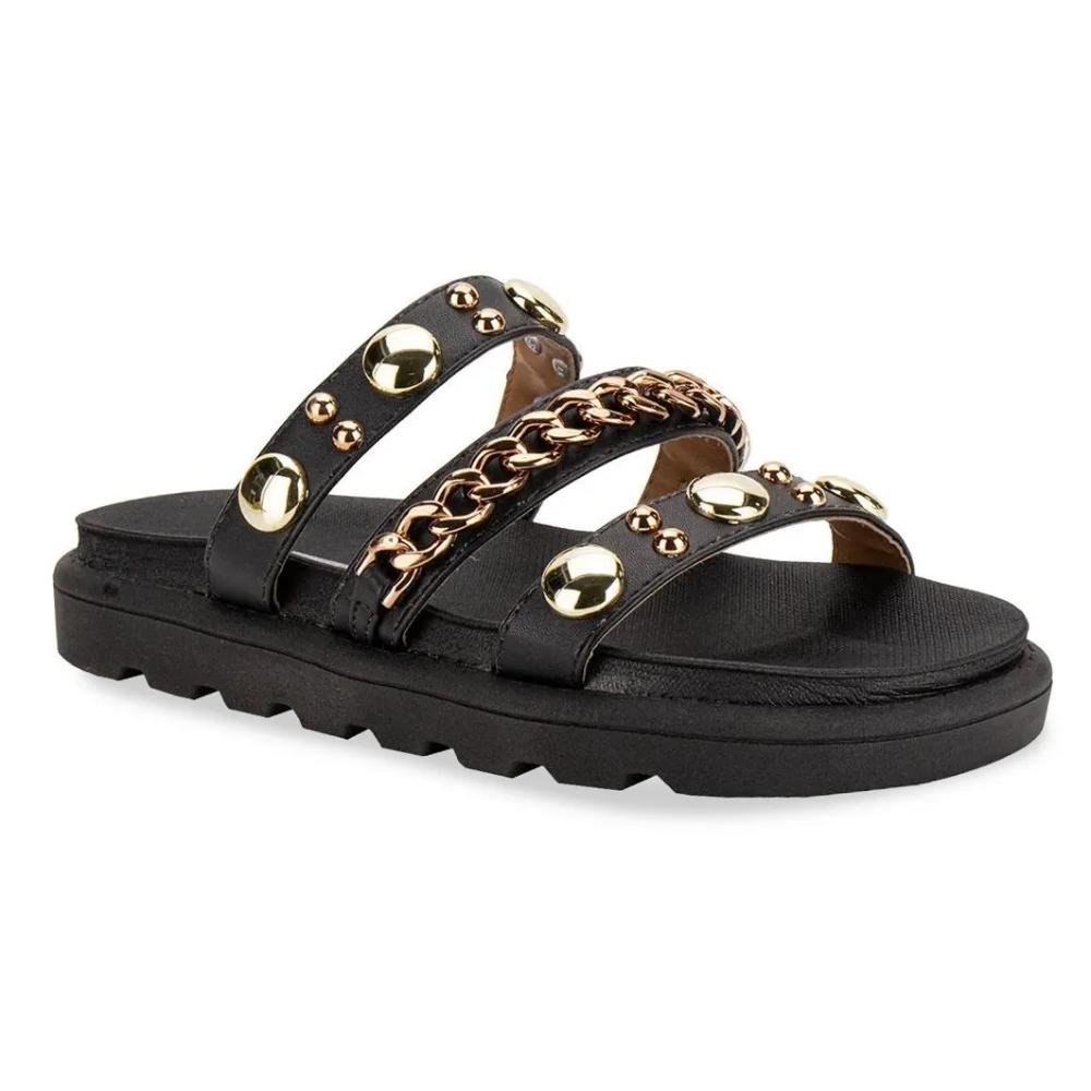 Sandália Papete Vizzano Chain Feminina Preto 2