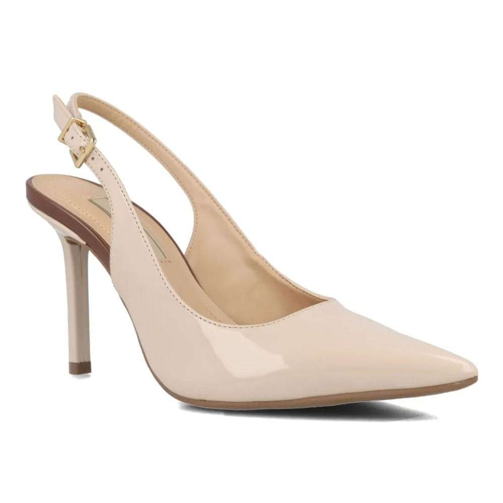 Sapato Via Marte Slingback Feminino Salto Fino Bege 2