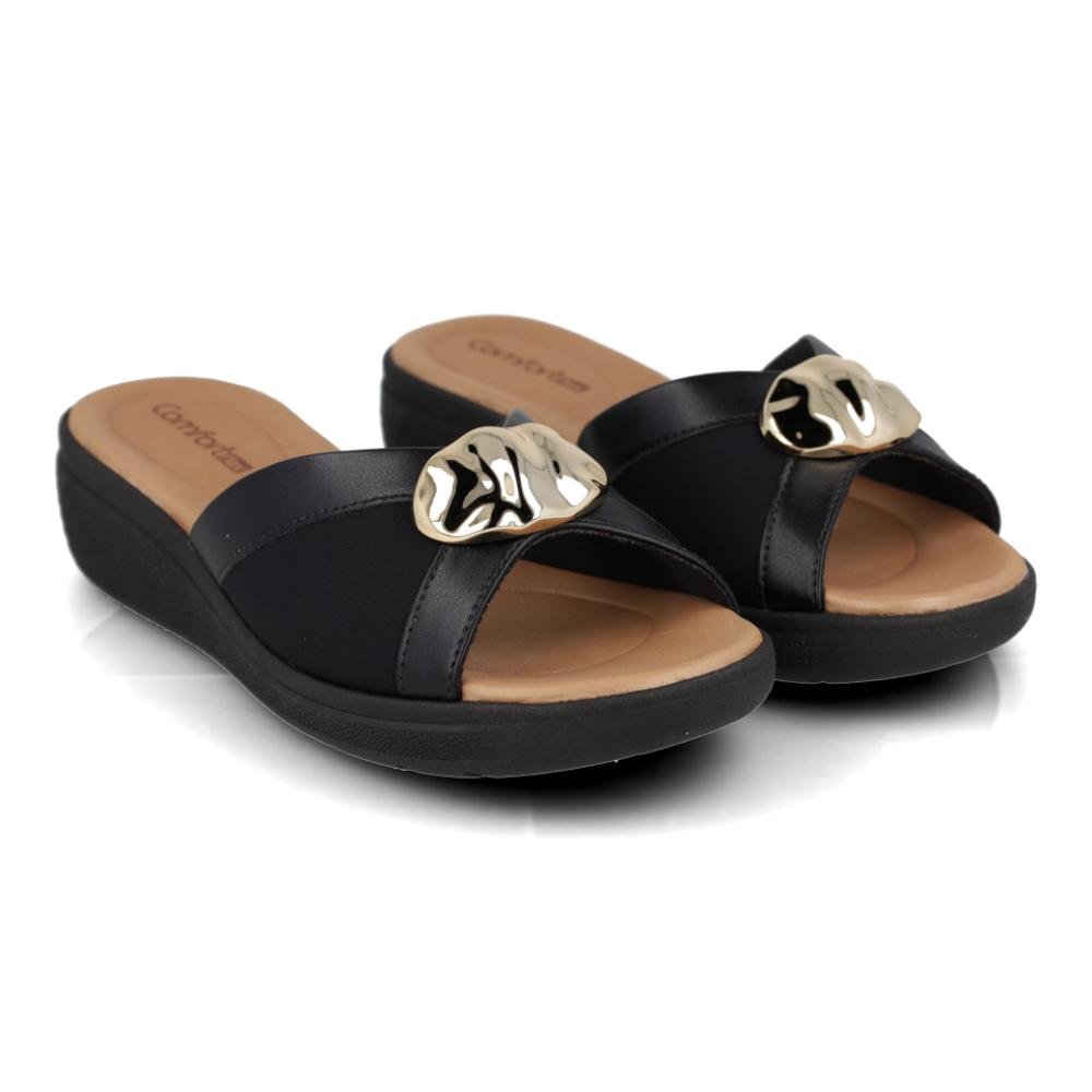 Tamanco Comfortflex Plataforma Casual Feminino Preto 2