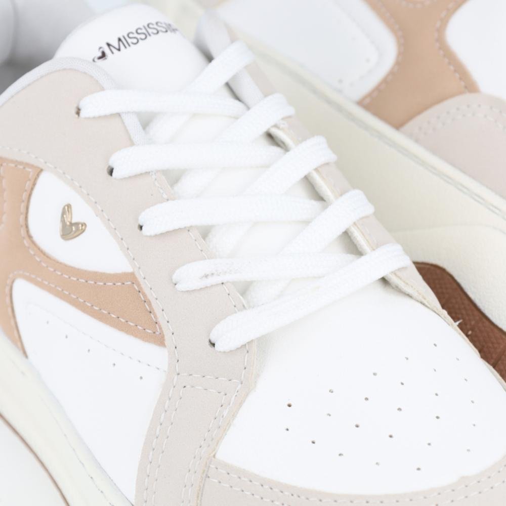 Tênis Mississipi Casual Recortes Feminino Branco/Bege 4