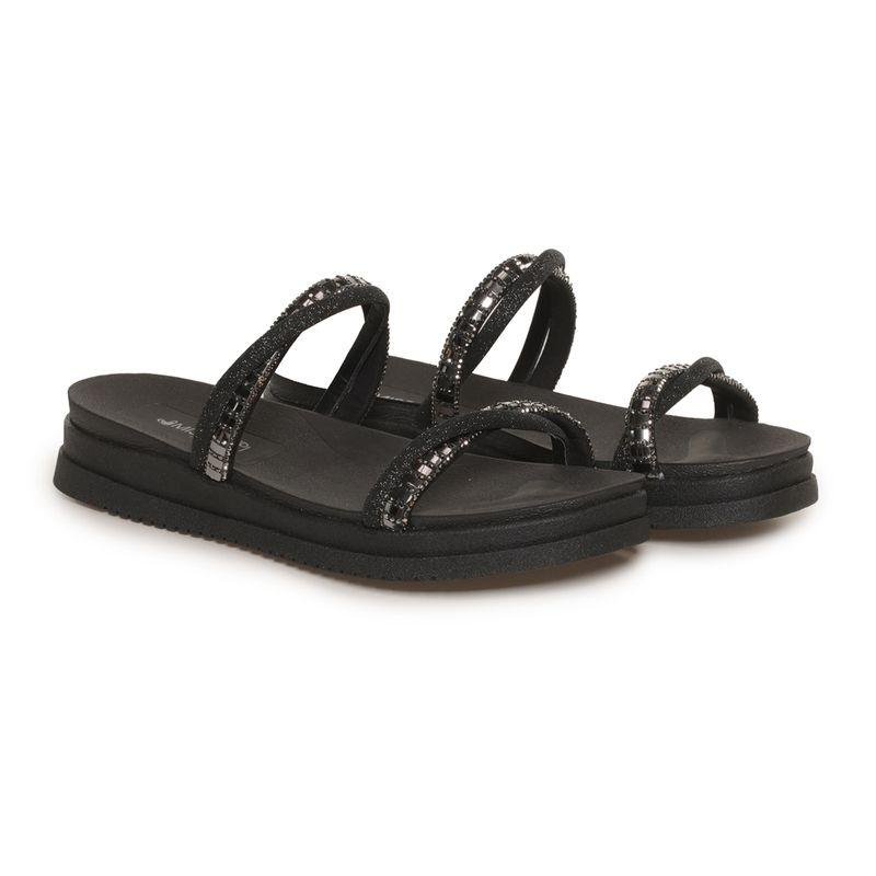Tamanco Rasteiro Mississipi Strass Feminino Preto 2