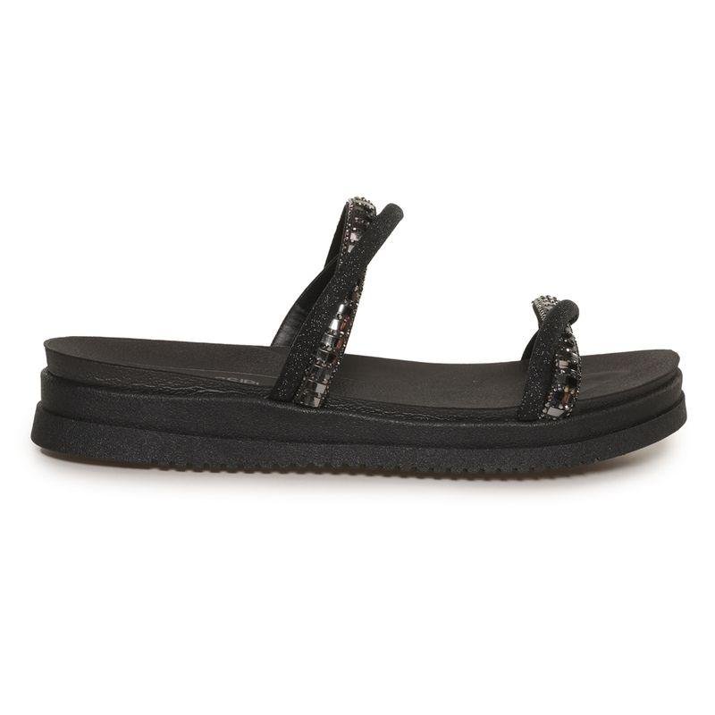 Tamanco Rasteiro Mississipi Strass Feminino Preto 6