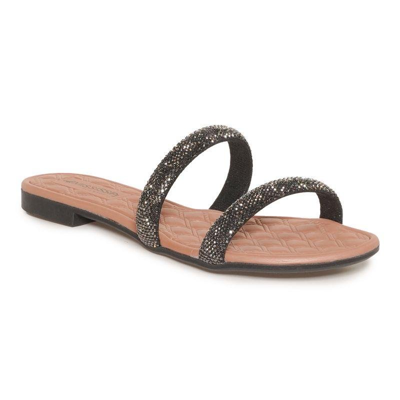 Tamanco Rasteiro Mississipi Strass Feminino Preto 3