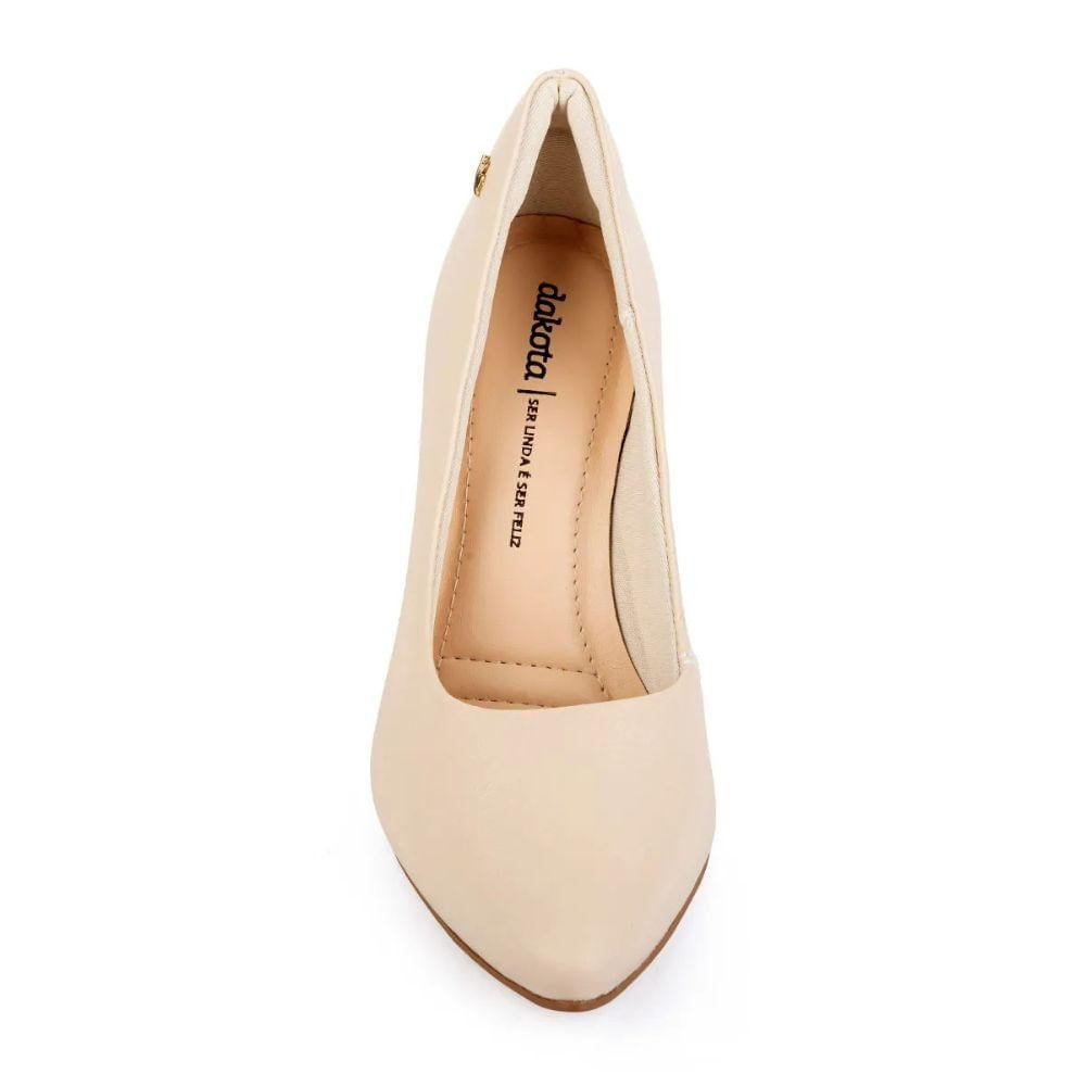 Scarpin Dakota Salto Fino Elegante Feminino Bege 2