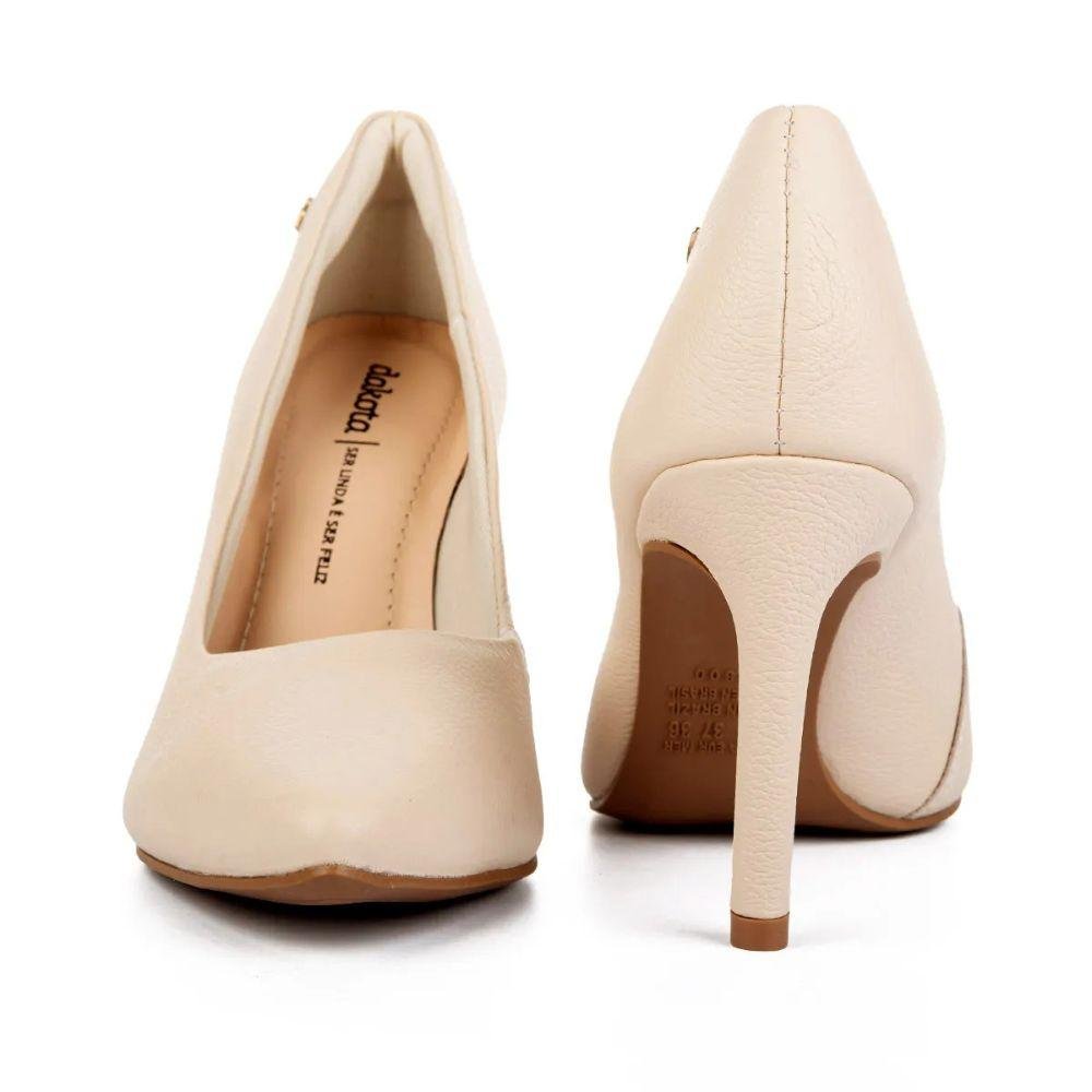 Scarpin Dakota Salto Fino Elegante Feminino Bege 4
