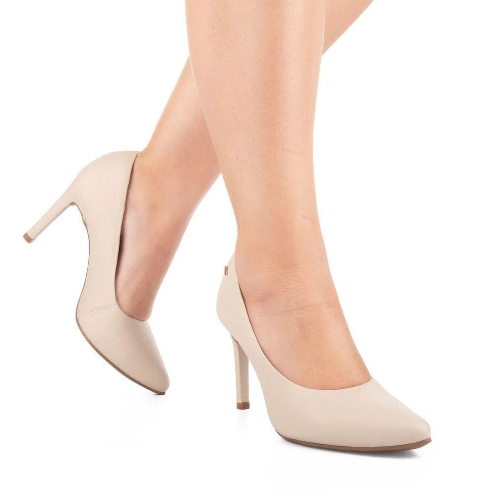 Scarpin Dakota Salto Fino Elegante Feminino Bege 7