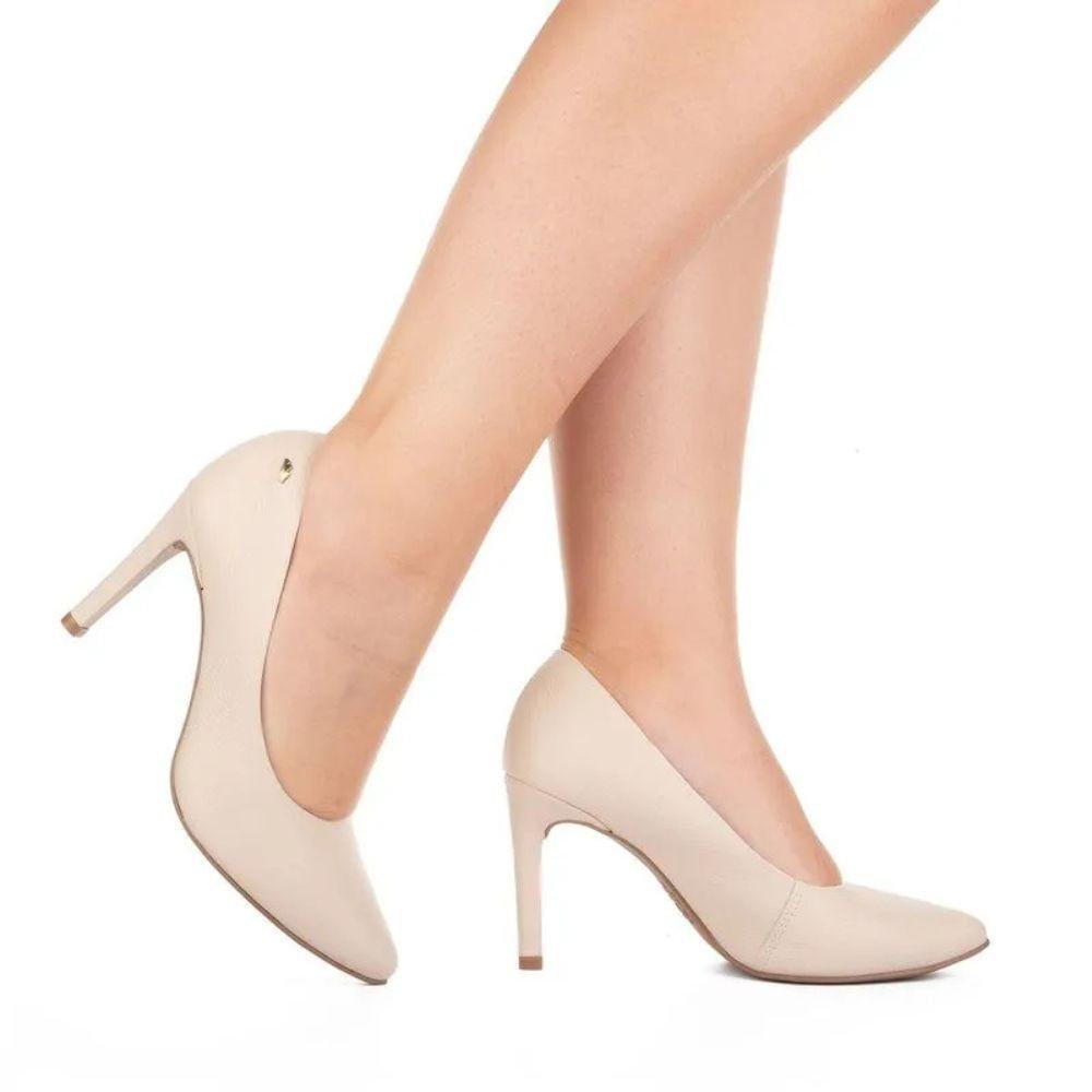 Scarpin Dakota Salto Fino Elegante Feminino Bege 8
