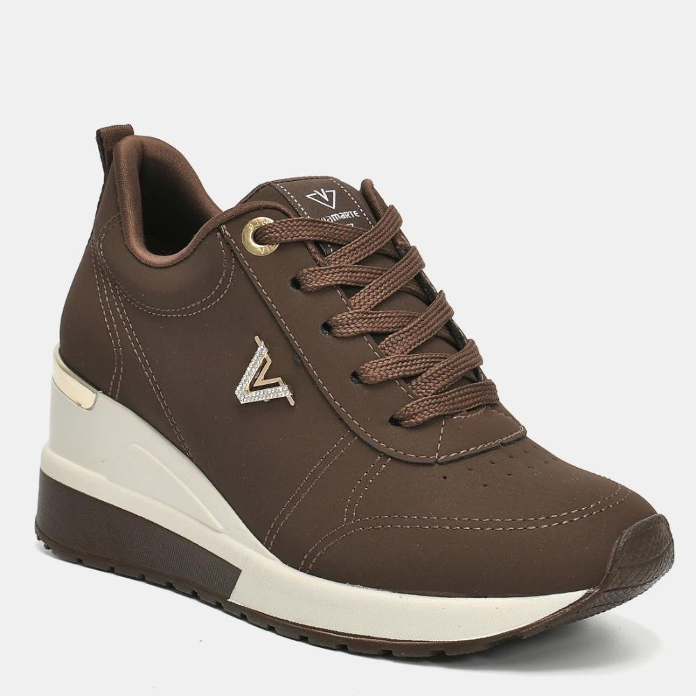 Tenis Casual Feminino Via Marte Anabela Salto Embutido Marrom 3