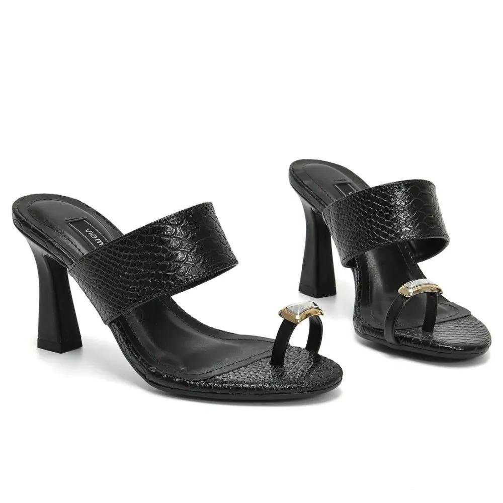 Tamanco Feminino Salto Medio Via Marte Casual Preto 3