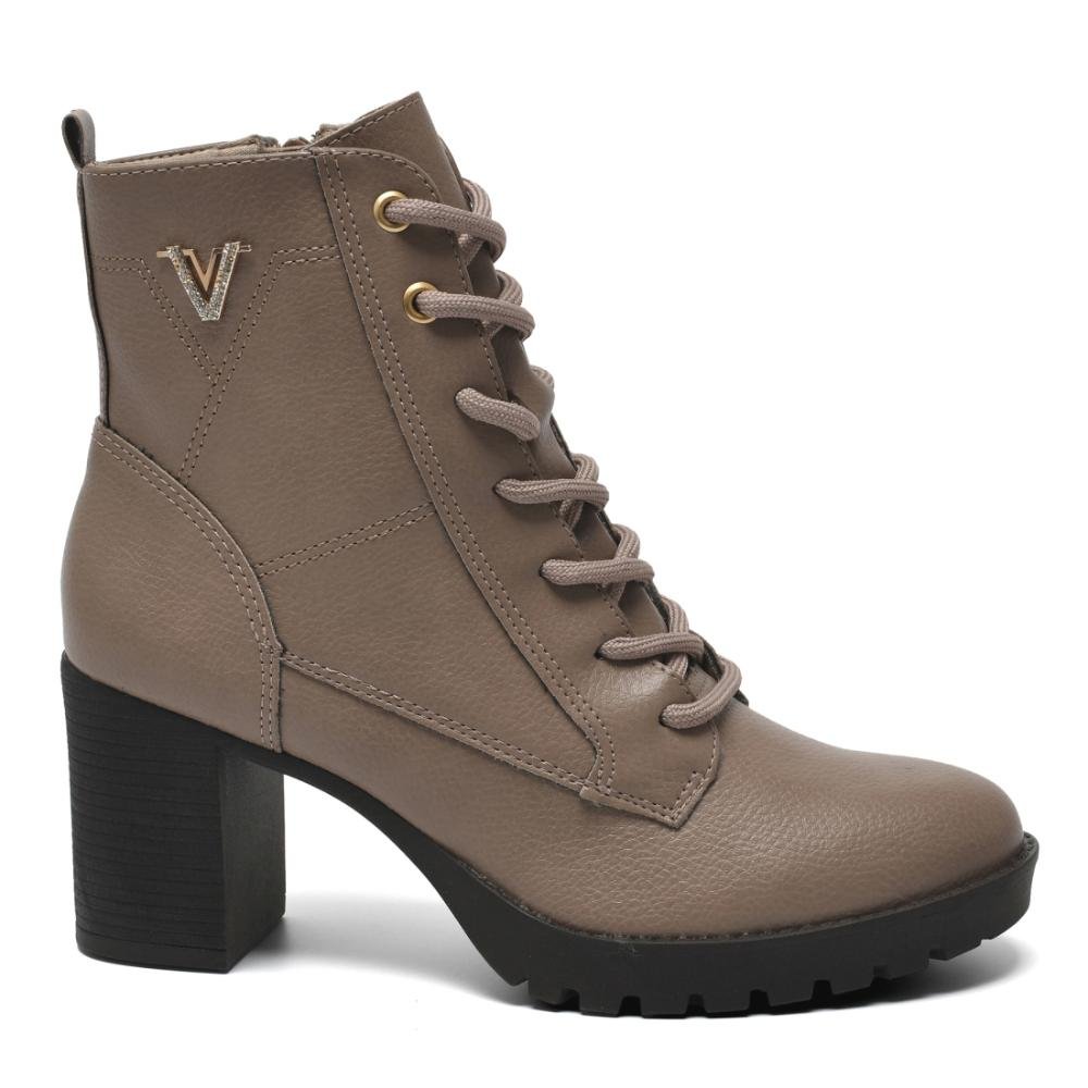 Bota Coturno Feminina Via Marte Salto Bloco Tratorada Bege 2