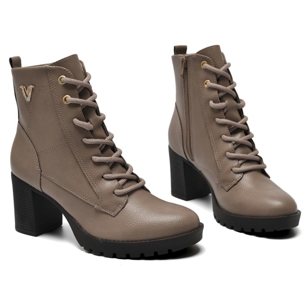 Bota Coturno Feminina Via Marte Salto Bloco Tratorada Bege 3