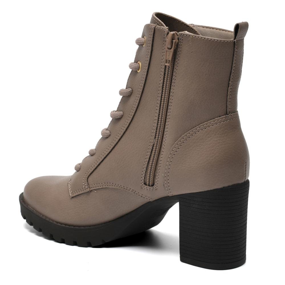 Bota Coturno Feminina Via Marte Salto Bloco Tratorada Bege 4