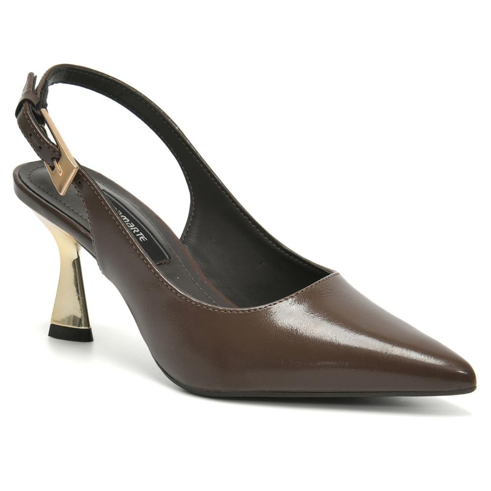Scarpin Via Marte Feminino Salto Fino Conforto Marrom 3