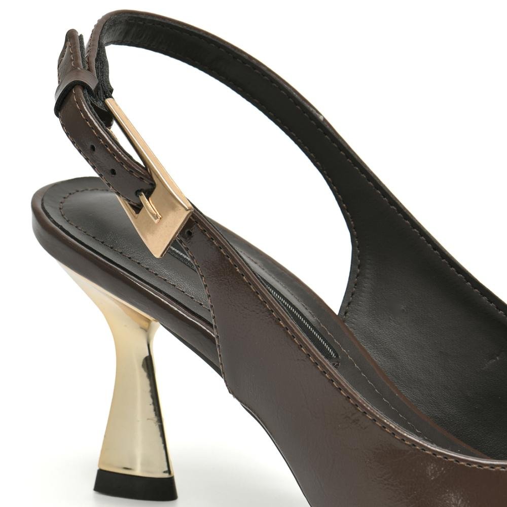 Scarpin Via Marte Feminino Salto Fino Conforto Marrom 4