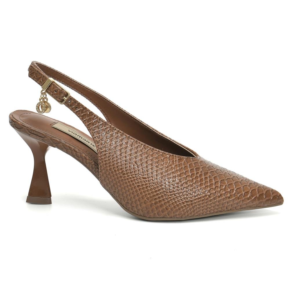 Scarpin Via Marte Feminino Salto Fino Conforto Marrom 2