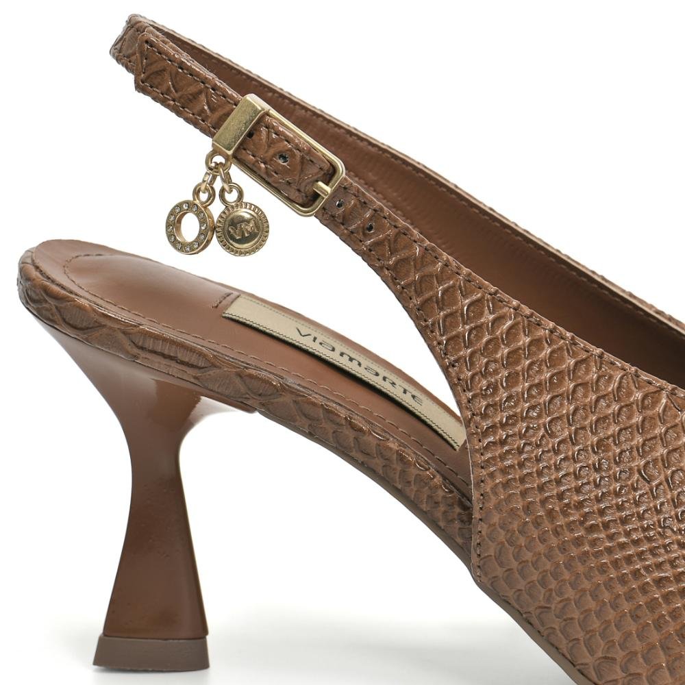 Scarpin Via Marte Feminino Salto Fino Conforto Marrom 4