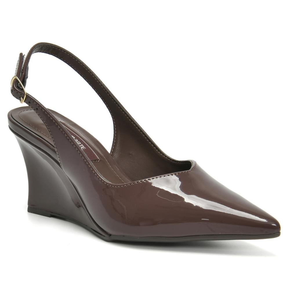 Scarpin Via Marte Feminino Salto Anabela Slinhback Marrom 3
