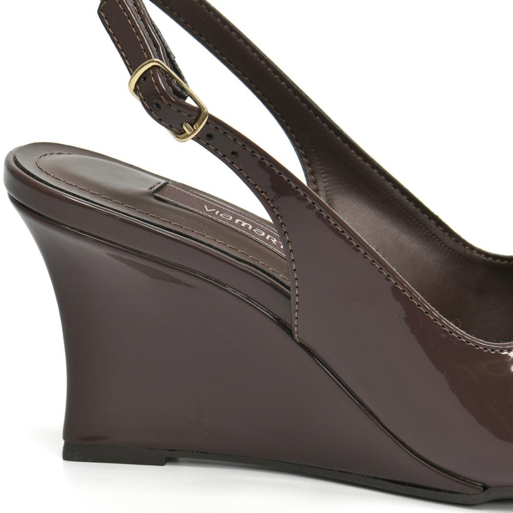 Scarpin Via Marte Feminino Salto Anabela Slinhback Marrom 4