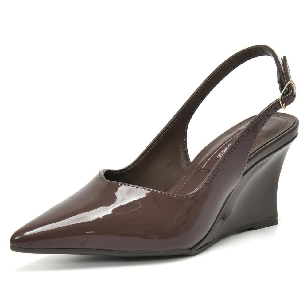 Scarpin Via Marte Feminino Salto Anabela Slinhback Marrom 5