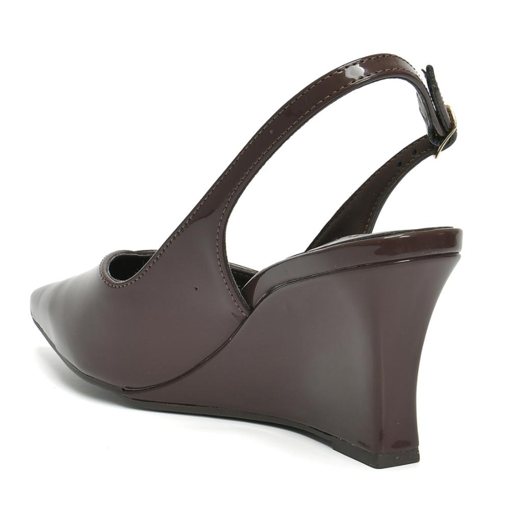 Scarpin Via Marte Feminino Salto Anabela Slinhback Marrom 6