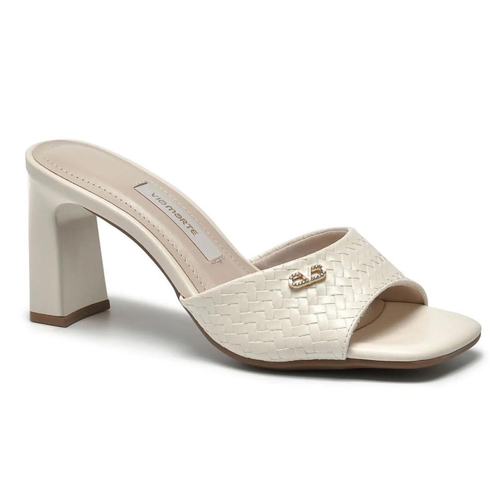 Sandália Via Marte Feminina Salto Bloco Conforto Branco 2
