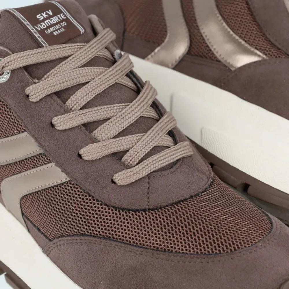 Tênis Casual Feminino Via Marte Confortável Urbano Sintético Marrom 5