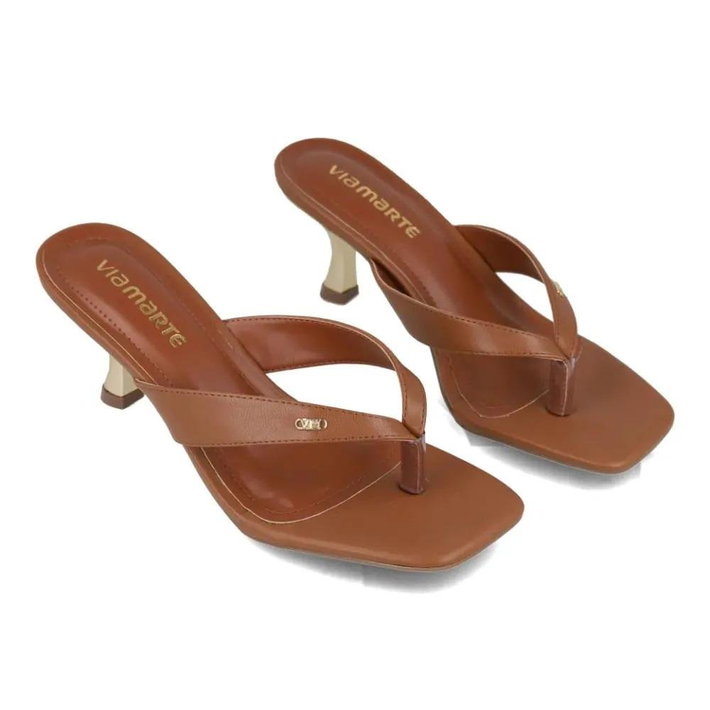 Tamanco Feminino Via Marte Salto Taça Médio Elegante Marrom 4