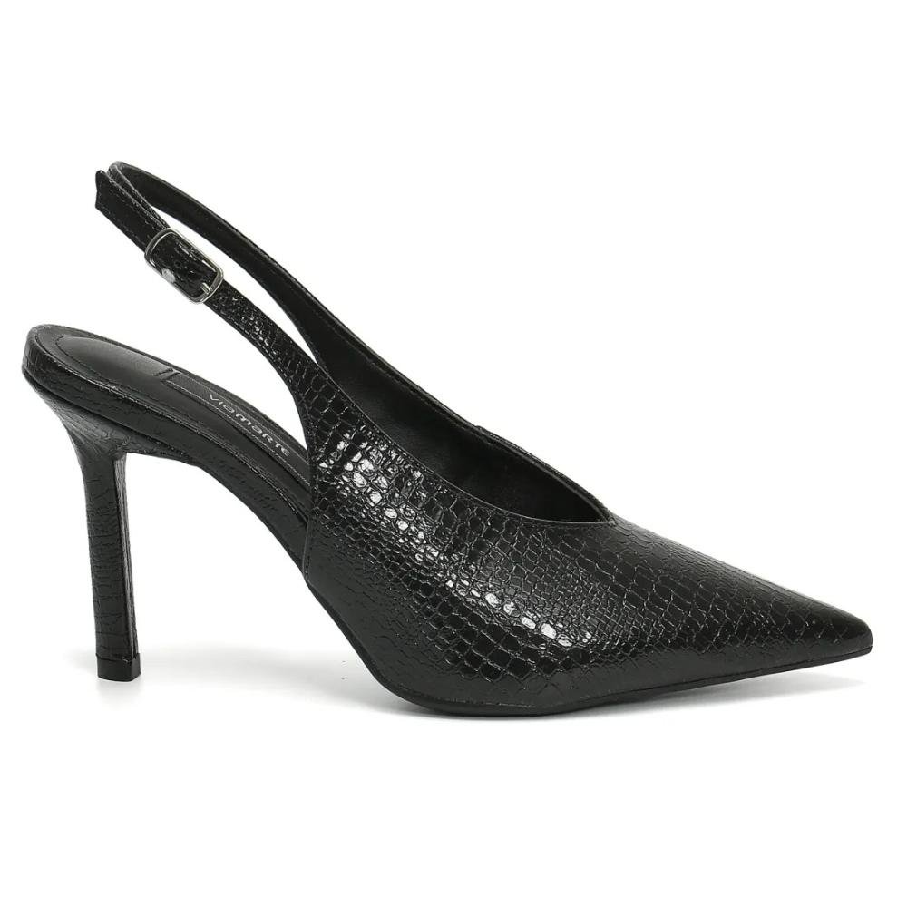 Scarpin Feminino Via Marte Salto Alto Bico Fino Sintético Preto 2