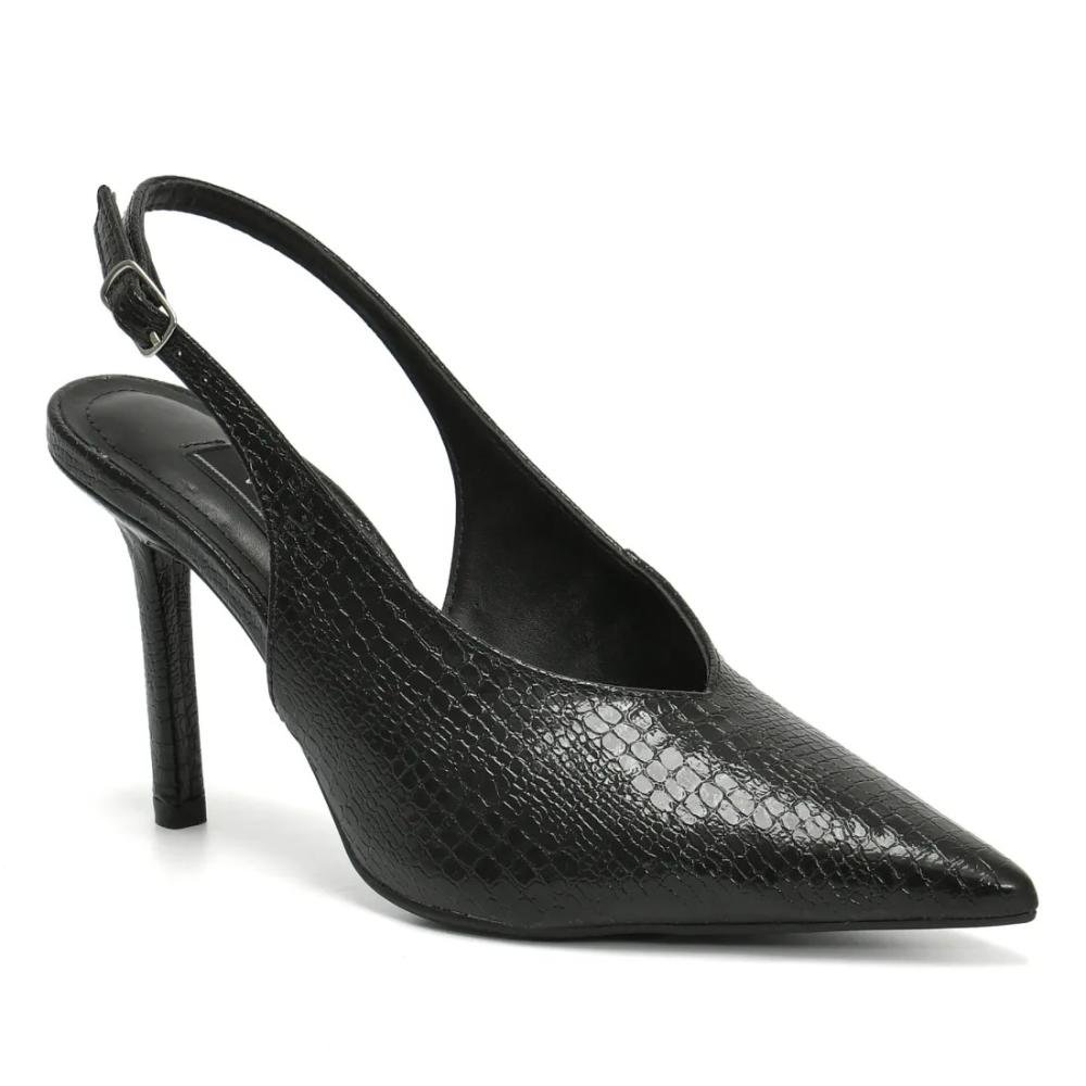 Scarpin Feminino Via Marte Salto Alto Bico Fino Sintético Preto 3