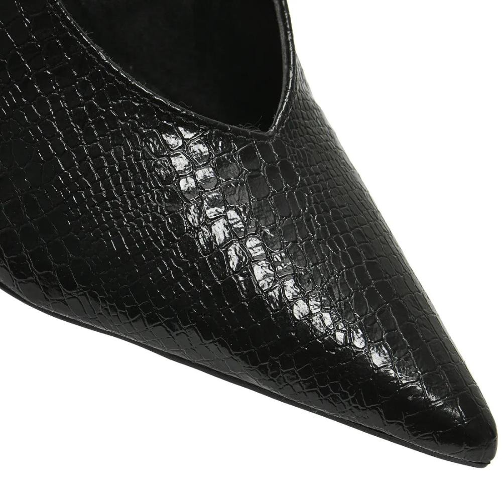 Scarpin Feminino Via Marte Salto Alto Bico Fino Sintético Preto 4