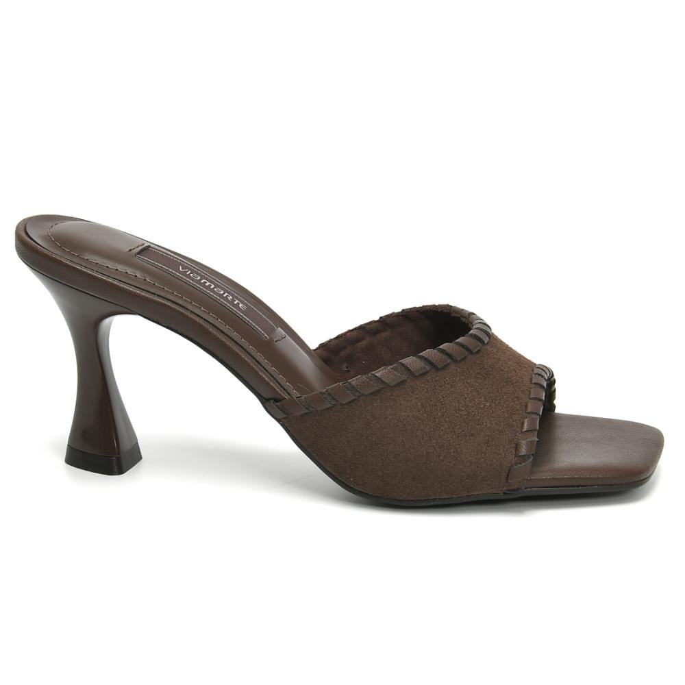 Tamanco Feminino Via Marte Salto Grosso Médio Sintético Marrom 2