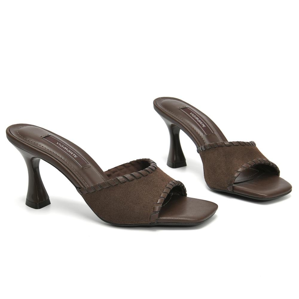 Tamanco Feminino Via Marte Salto Grosso Médio Sintético Marrom 4