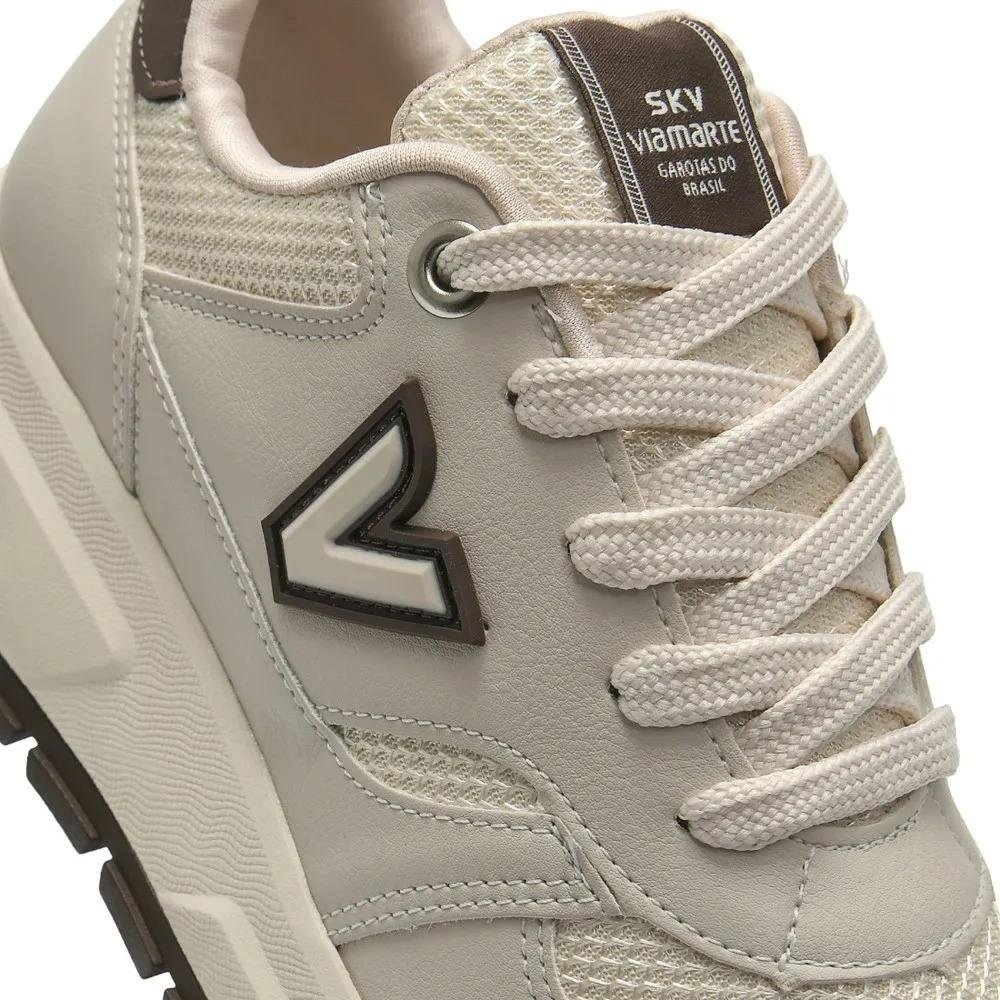 Tênis Casual Feminino Via Marte Confortável Urbano Sintético Bege 6