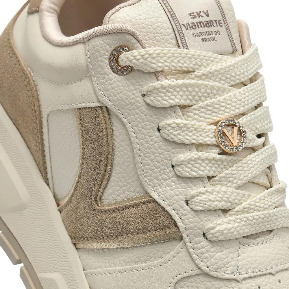 Tênis Casual Feminino Via Marte Confortável Urbano Sintético Bege 6