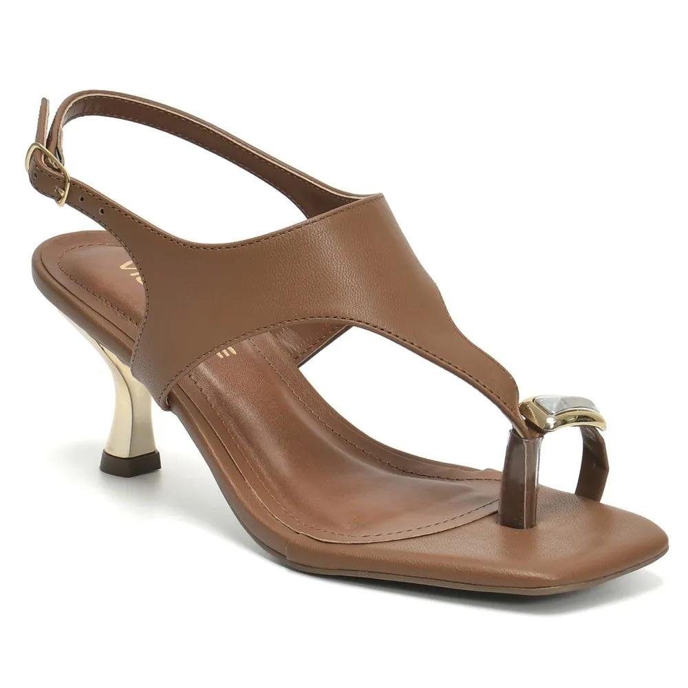 Tamanco Feminino Via Marte Salto Fino Elegante Sintético Marrom 3