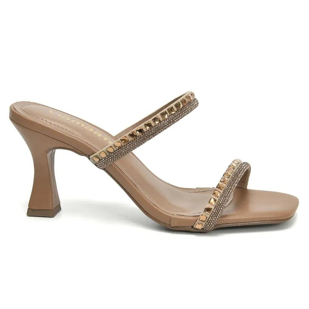 Tamanco Feminino Via Marte Salto Taça Elegante Sintético Bege 2