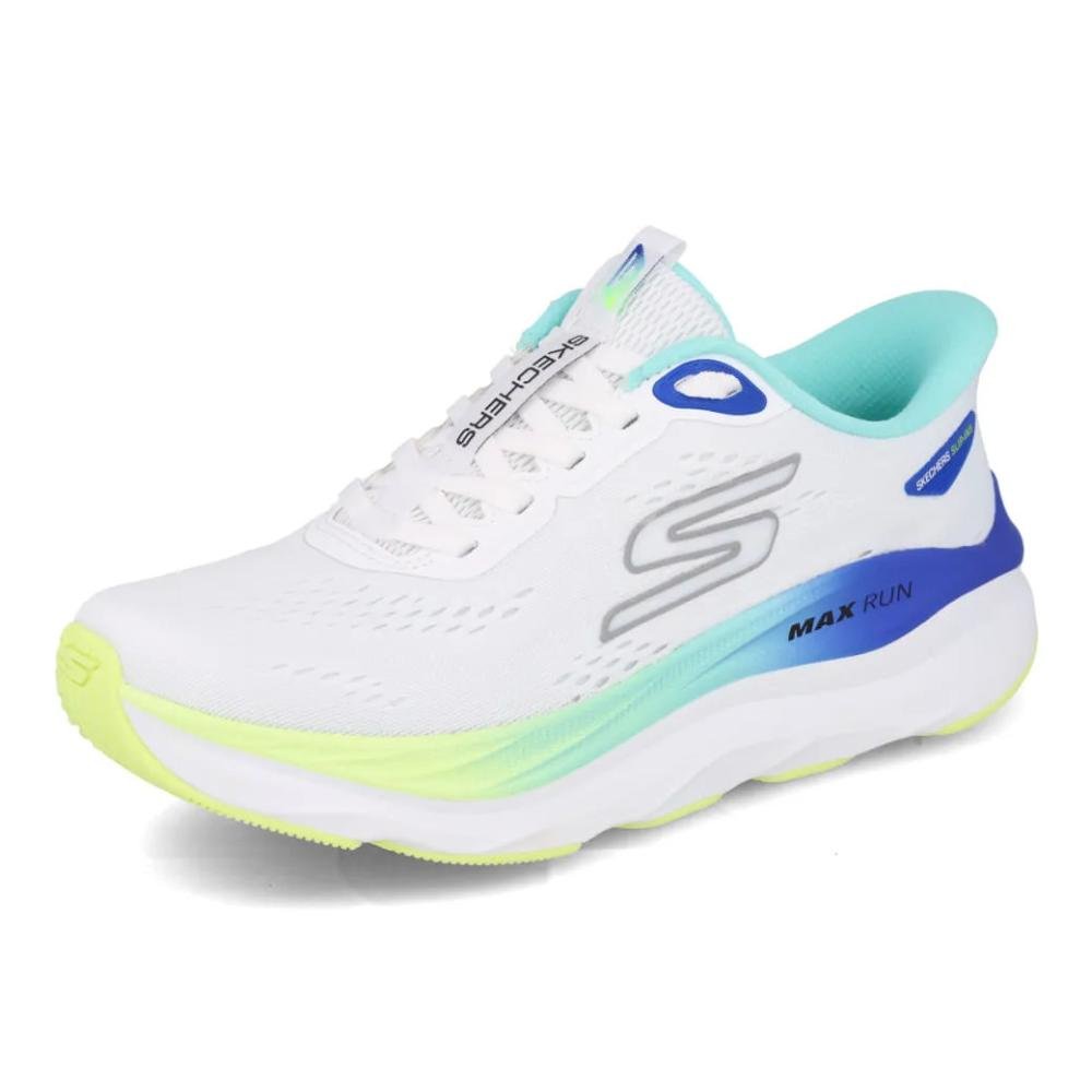 Skechers Max Run Tênis Corrida Feminino Drop Médio Branco 6