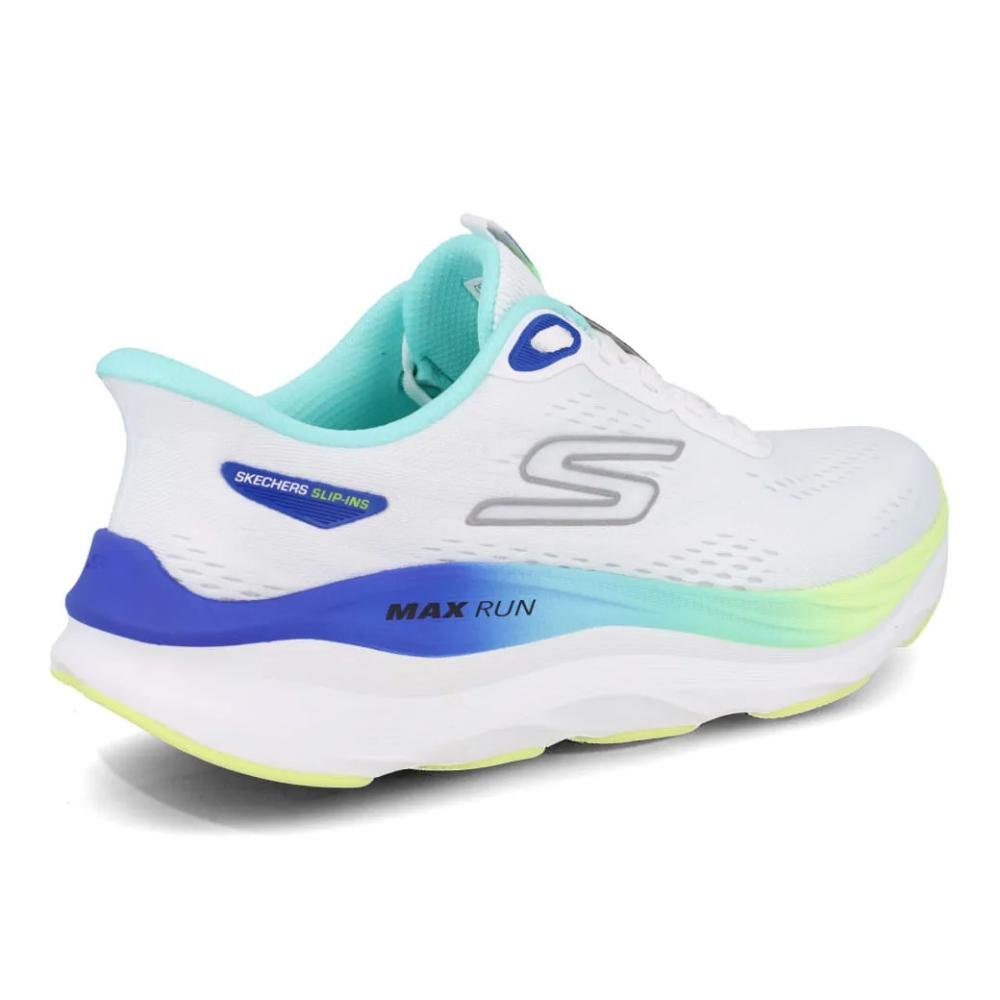 Skechers Max Run Tênis Corrida Feminino Drop Médio Branco 7