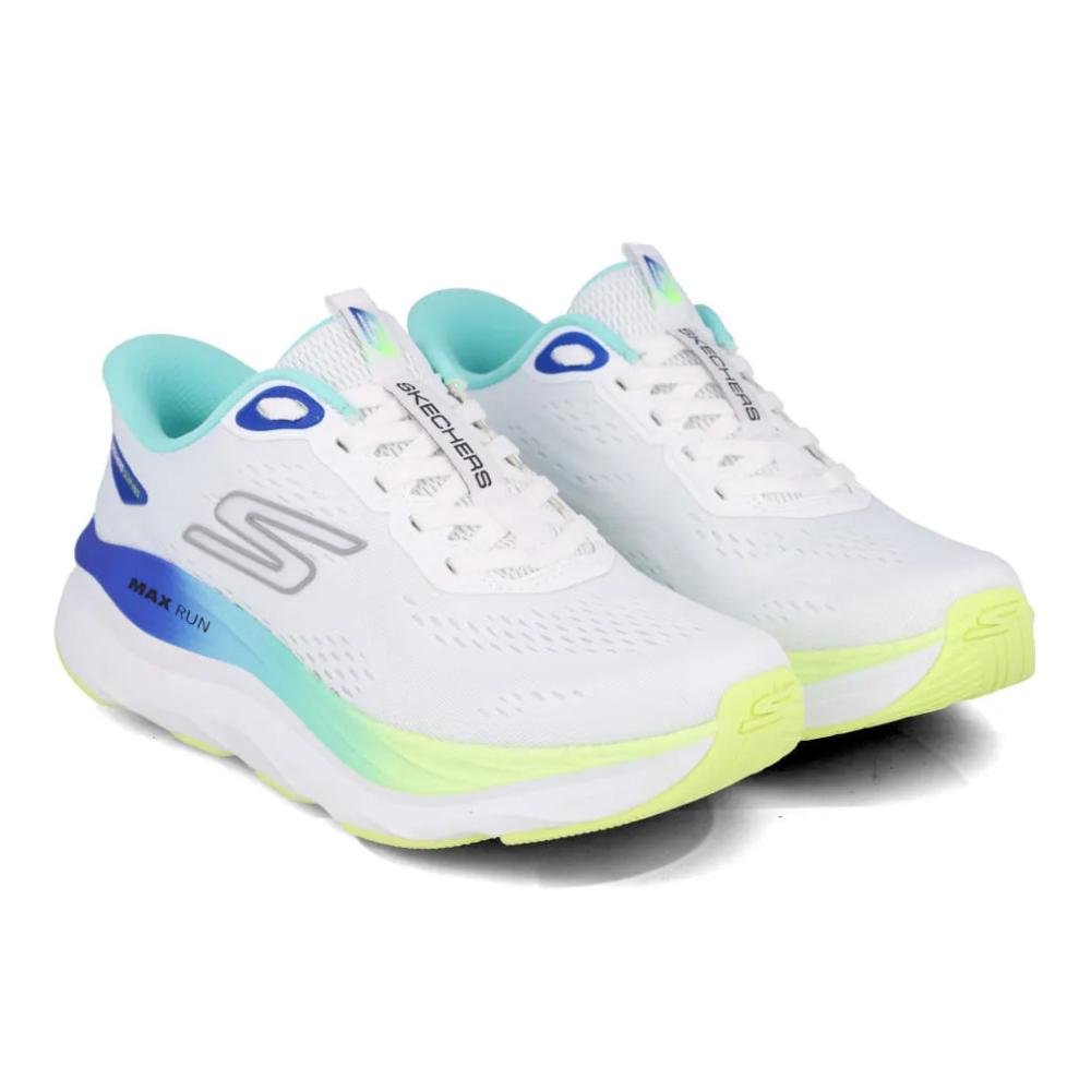 Skechers Max Run Tênis Corrida Feminino Drop Médio Branco 8