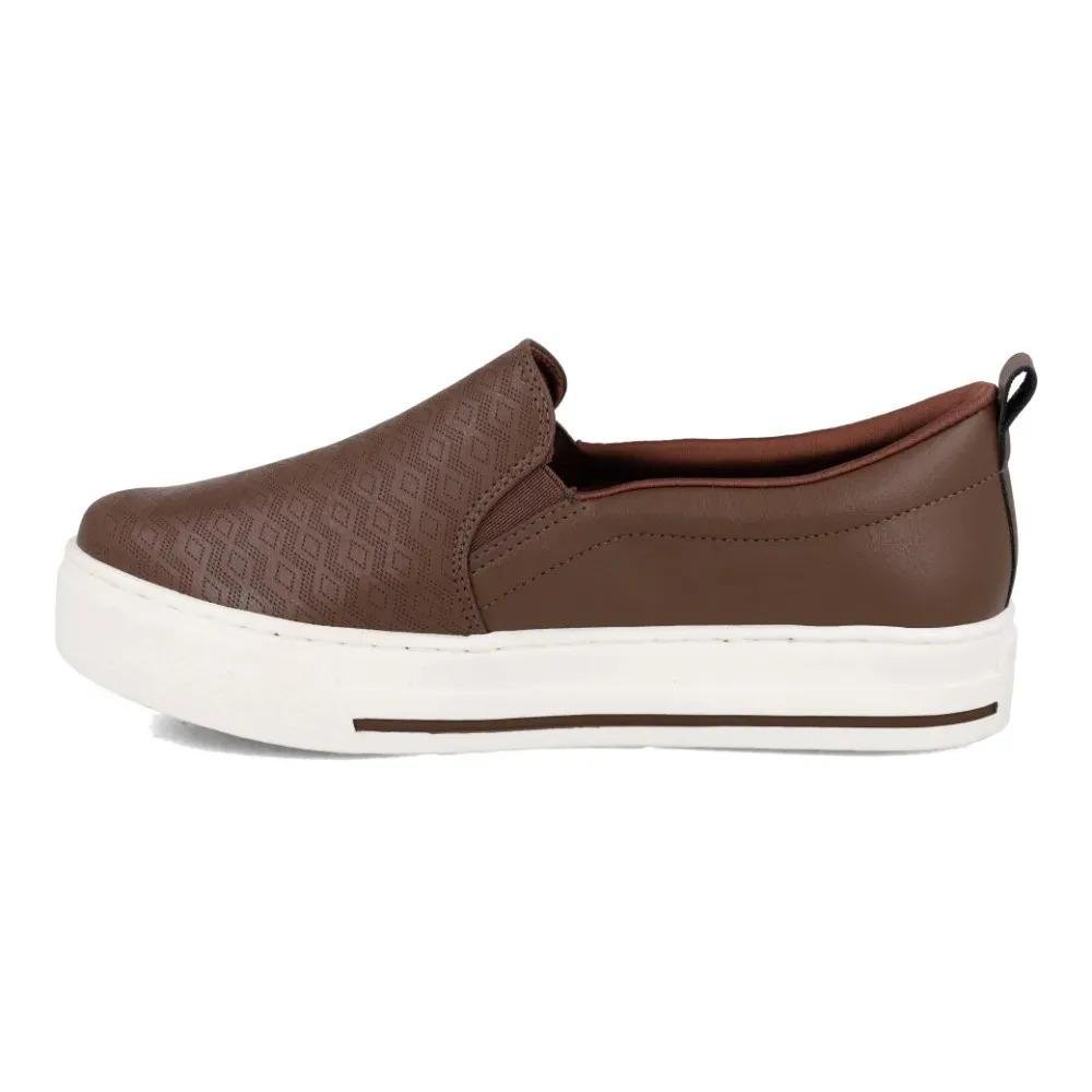 Tênis Slip On Feminino Via Marte Calce Fácil Plataforma Marrom 2