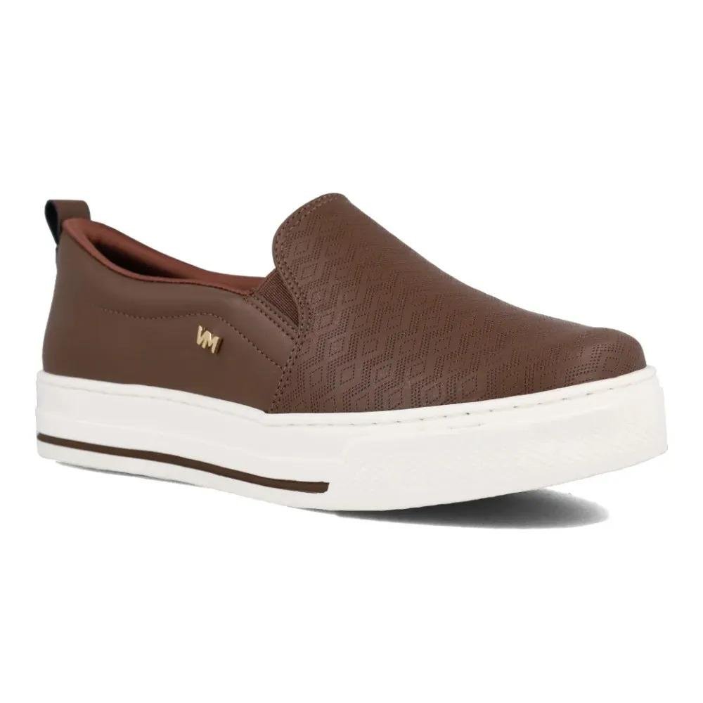 Tênis Slip On Feminino Via Marte Calce Fácil Plataforma Marrom 3