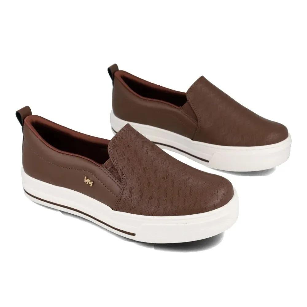 Tênis Slip On Feminino Via Marte Calce Fácil Plataforma Marrom 4