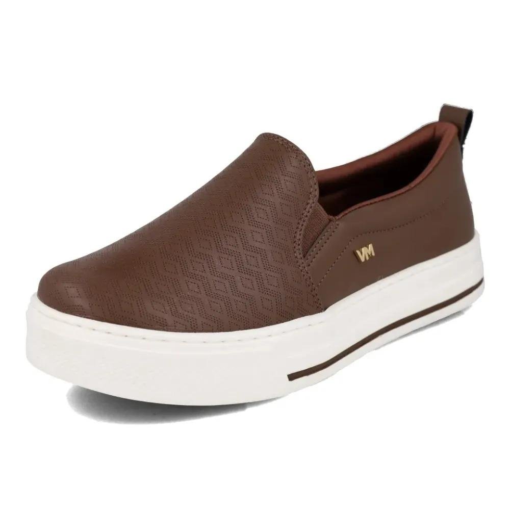 Tênis Slip On Feminino Via Marte Calce Fácil Plataforma Marrom 5