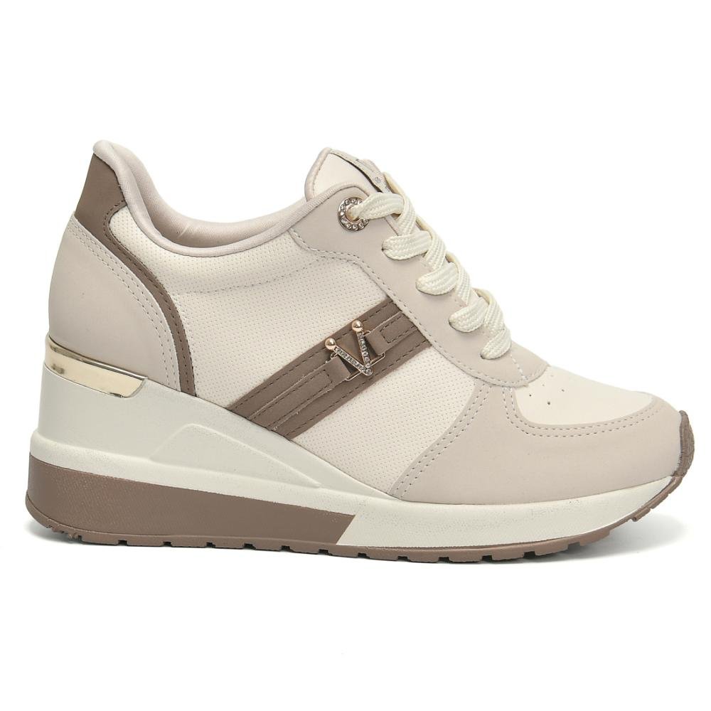 Tênis Casual Feminino Via Marte Anabela Salto Sneaker Bege 2