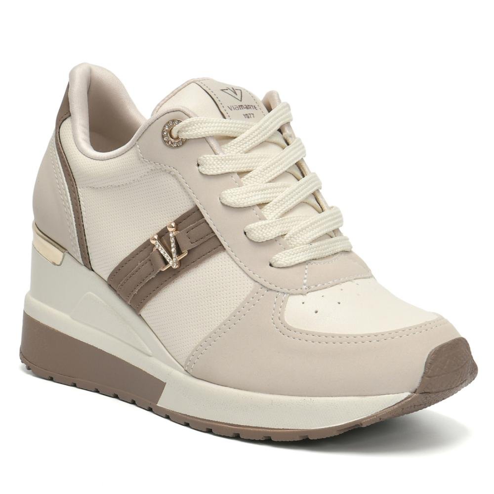 Tênis Casual Feminino Via Marte Anabela Salto Sneaker Bege 3