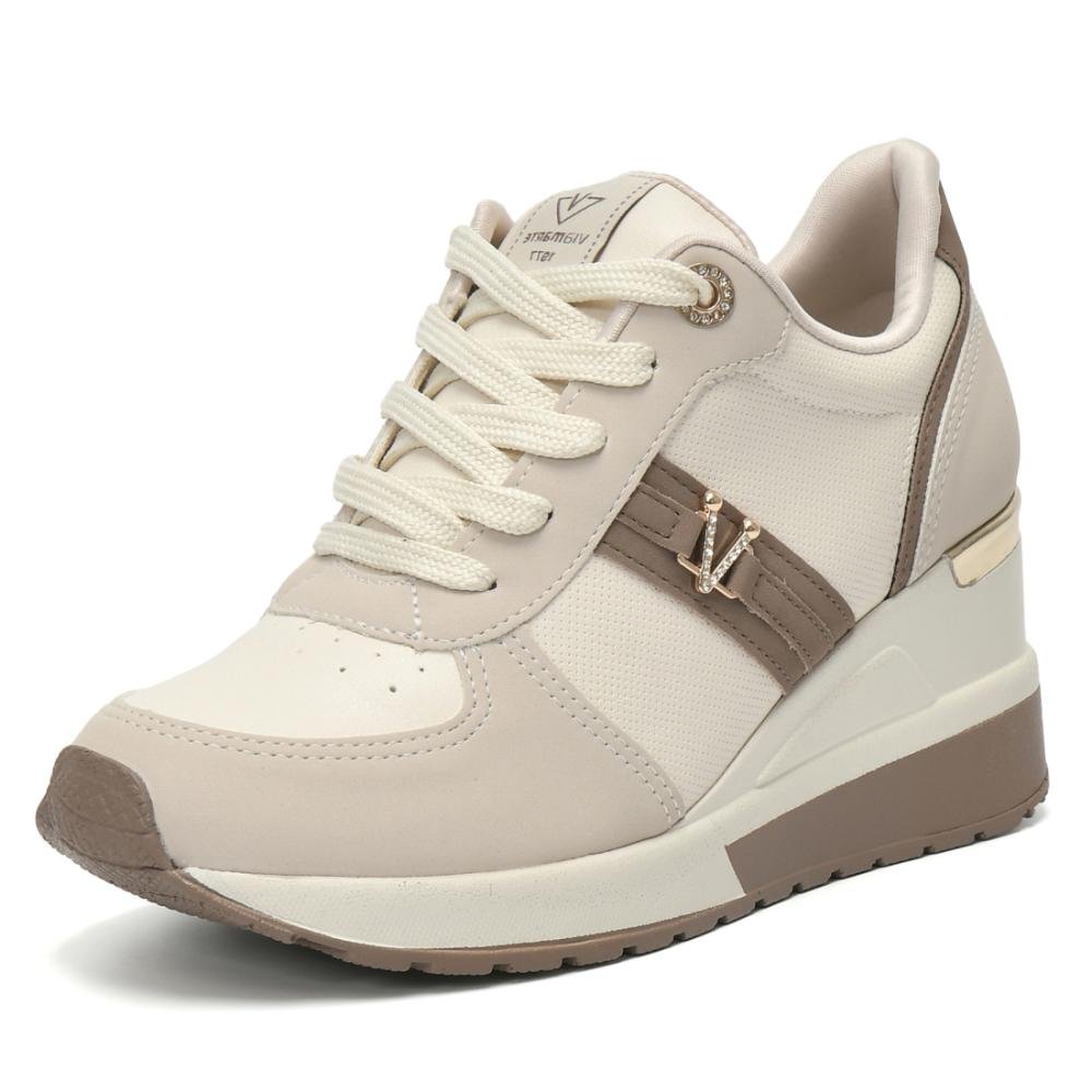 Tênis Casual Feminino Via Marte Anabela Salto Sneaker Bege 4