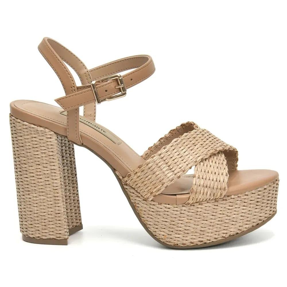 Sandália Feminina Via Marte Salto Anabela Plataforma Casual Bege 2
