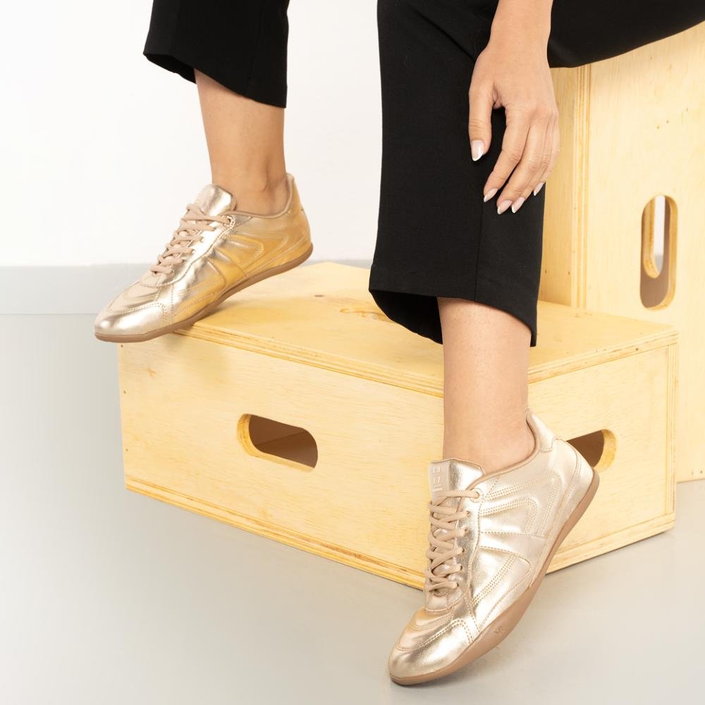 Tênis Feminino Via Marte Casual Urbano Confortável Dourado 2