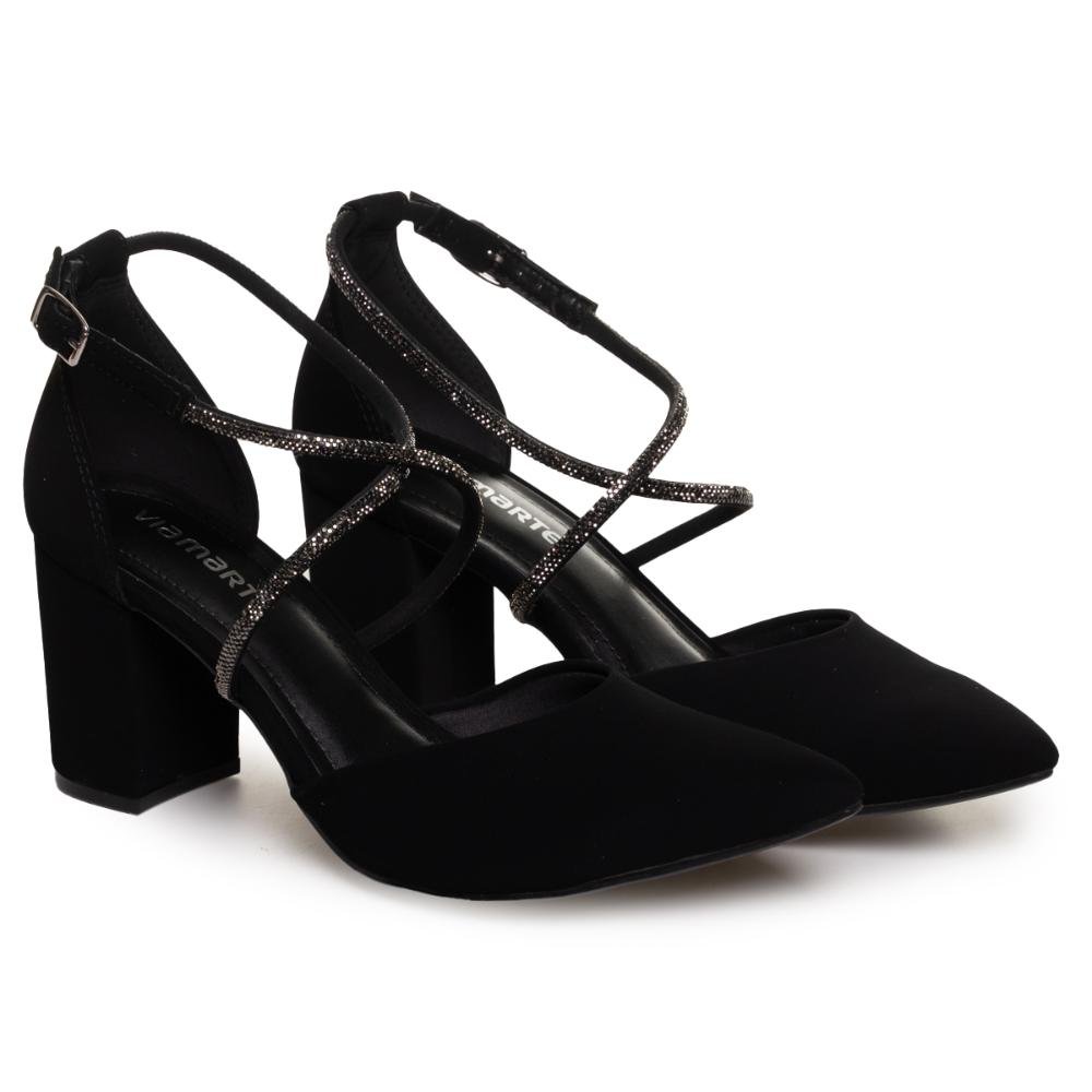 Sapato Via Marte Feminino Salto Bloco Conforto Preto 8