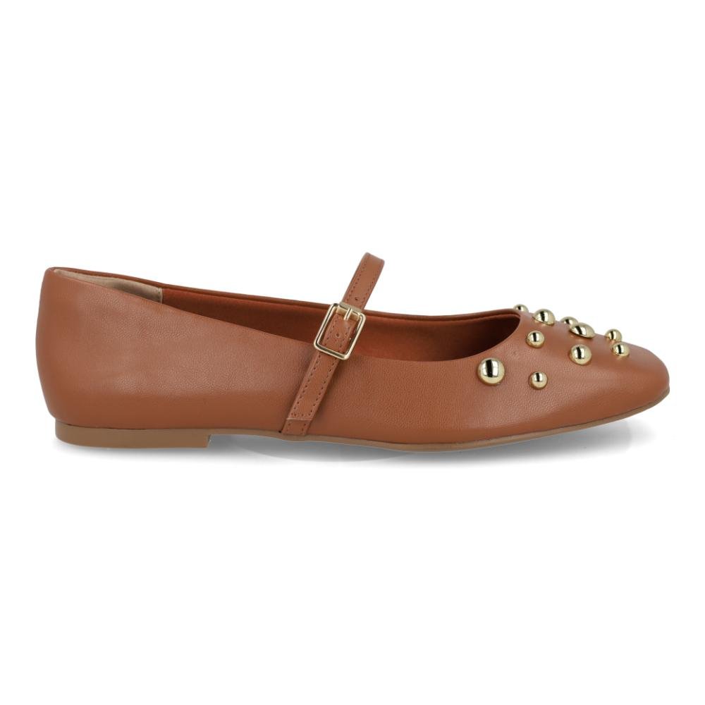 Sapatilha Feminina Via Marte Mary Jane Tachas Bico Fino Marrom 3